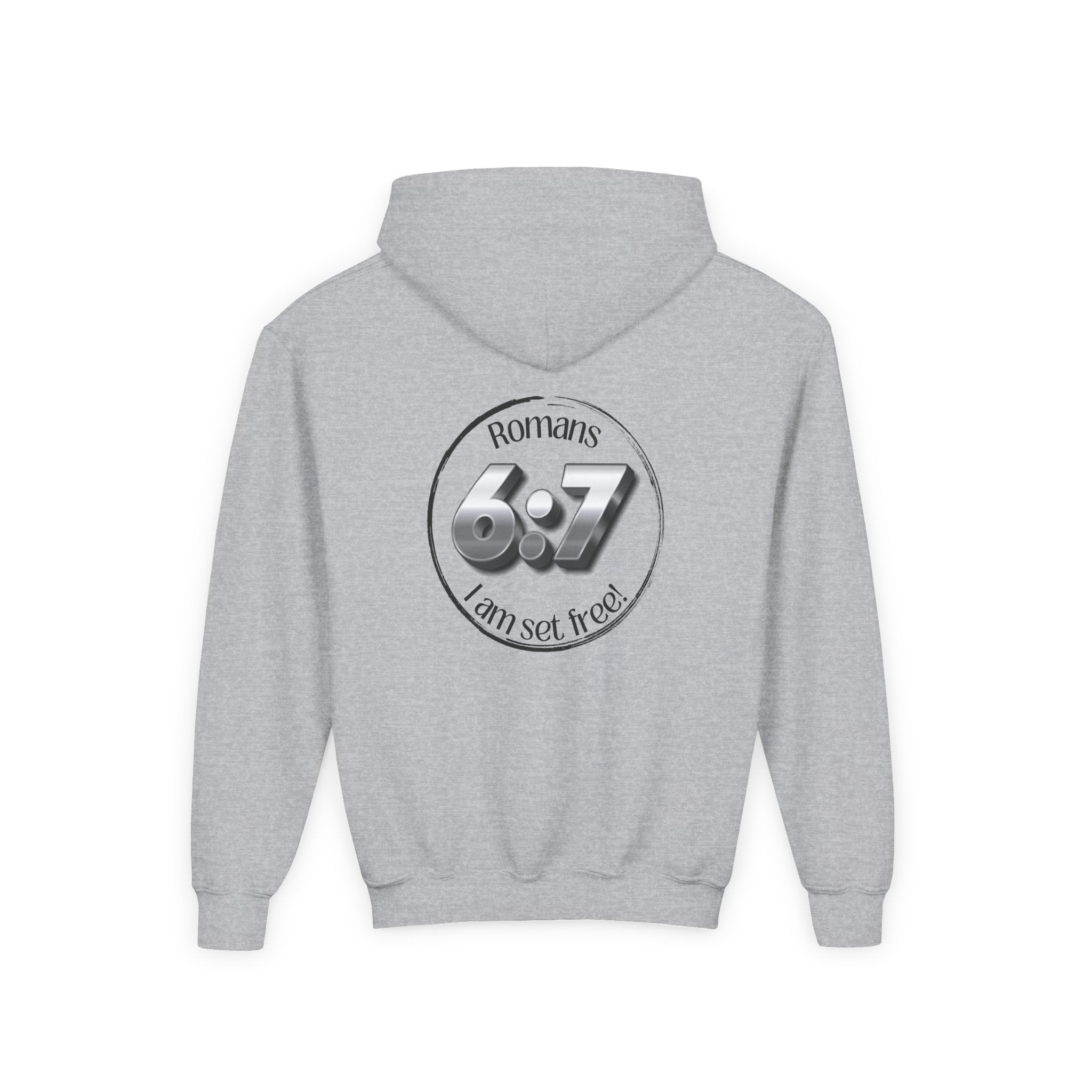 Youth Hoodie - Romans 6:7 'I Am Set Free' Christian Cross Sweatshirt Christian Hoodie for Boys