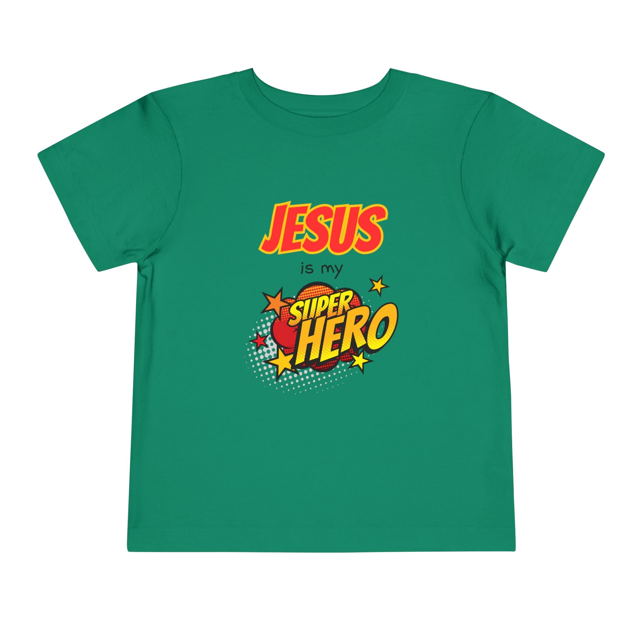 Toddler Tee - "Jesus Is My Superhero" Comic-Style Christian Shirt