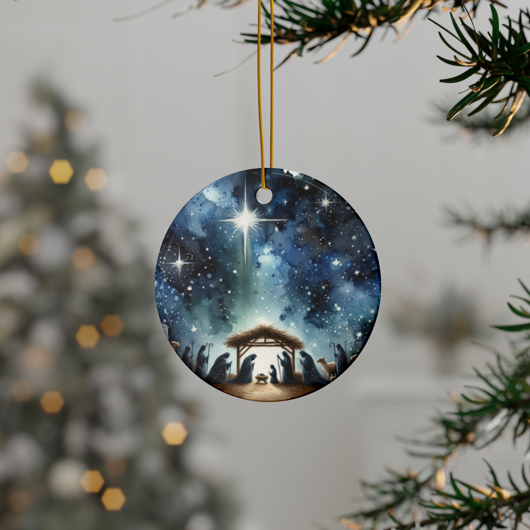 Ceramic Ornament — "Jesus In The Manger" Nativity Christmas Tree Decoration