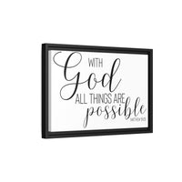 Matte Canvas Framed Print — "With God All Things Are Possible" Inspirational Wall Art