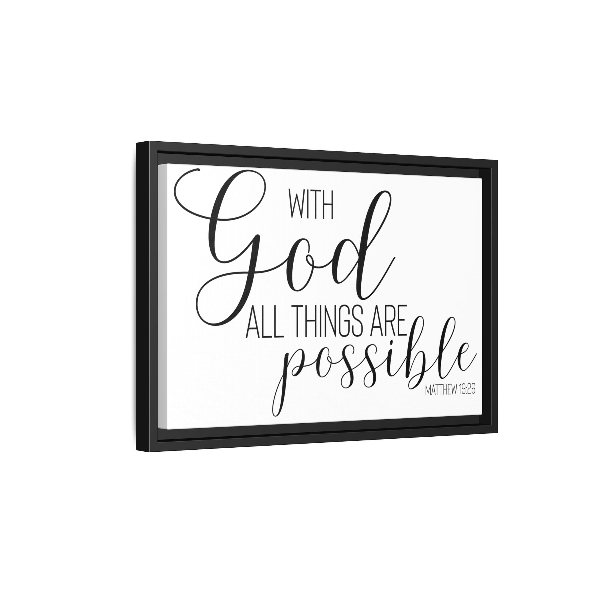 Matte Canvas Framed Print — "With God All Things Are Possible" Inspirational Wall Art