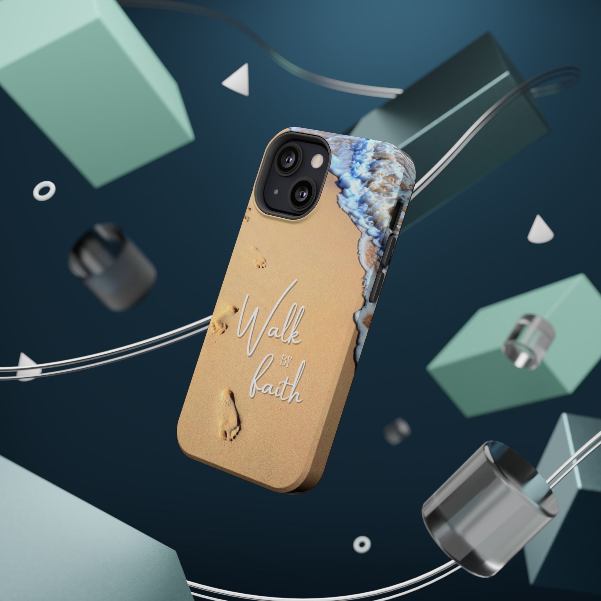 iPhone Inspirational Magnetic Phone Case, Unique Phone Accessories, Faith-Based Gifts, Coastal Vibes, Walk by Faith Design