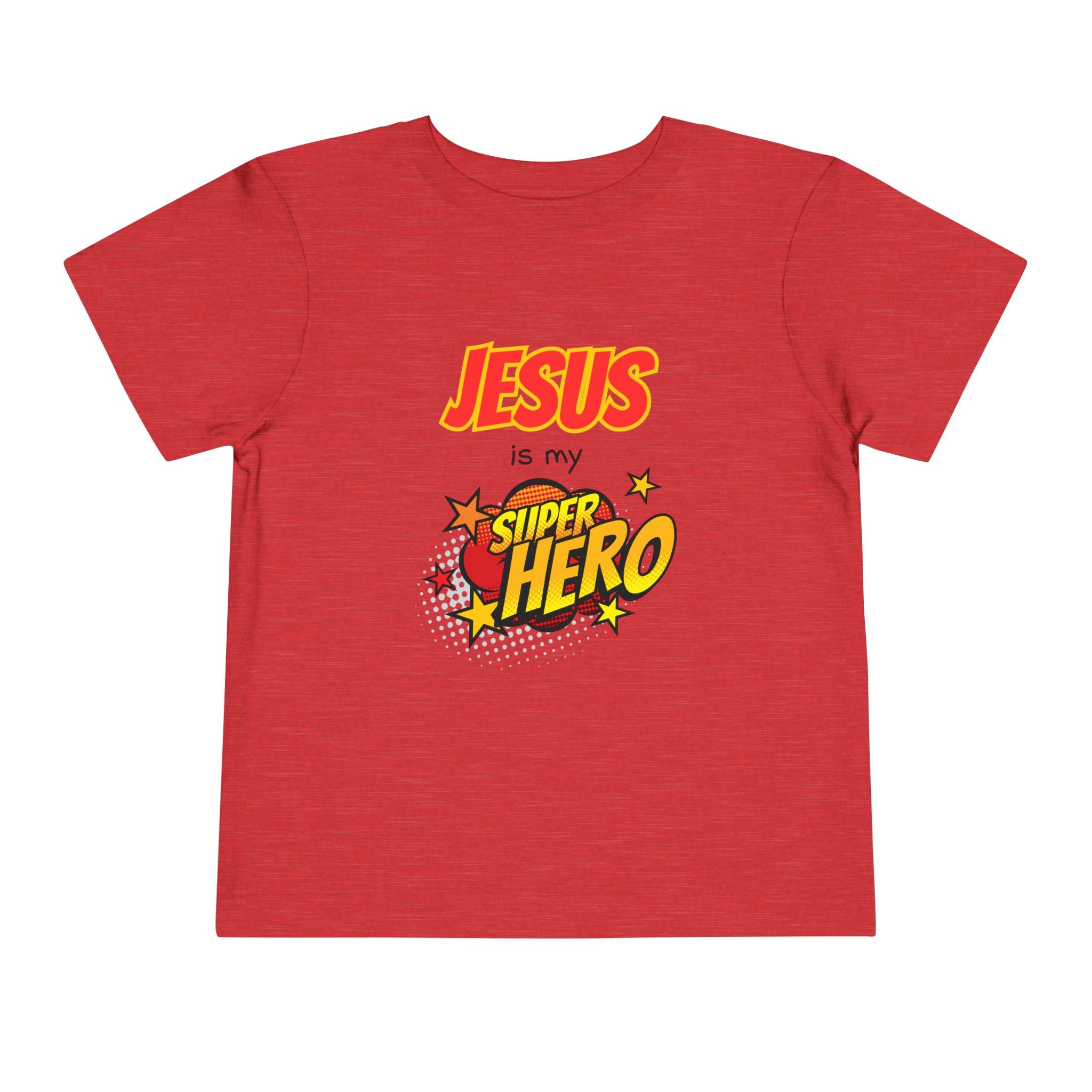 Toddler Tee - "Jesus Is My Superhero" Comic-Style Christian Shirt
