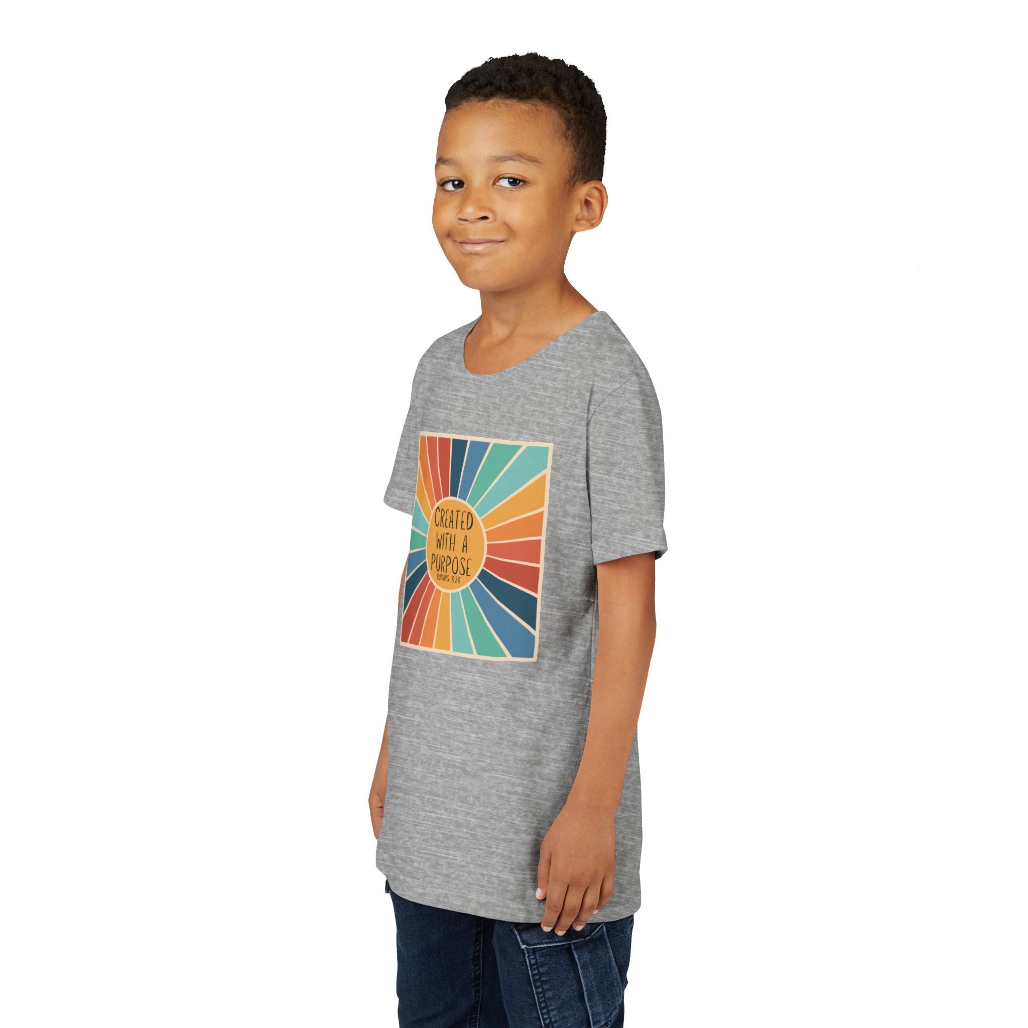 Youth Tee — 'Created With A Purpose' Retro Sunburst Kids T-Shirt