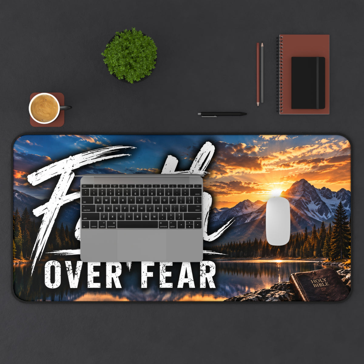 Faith Over Fear Christian Desk Mat