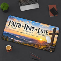 Faith Hope Love Christian Desk Mat