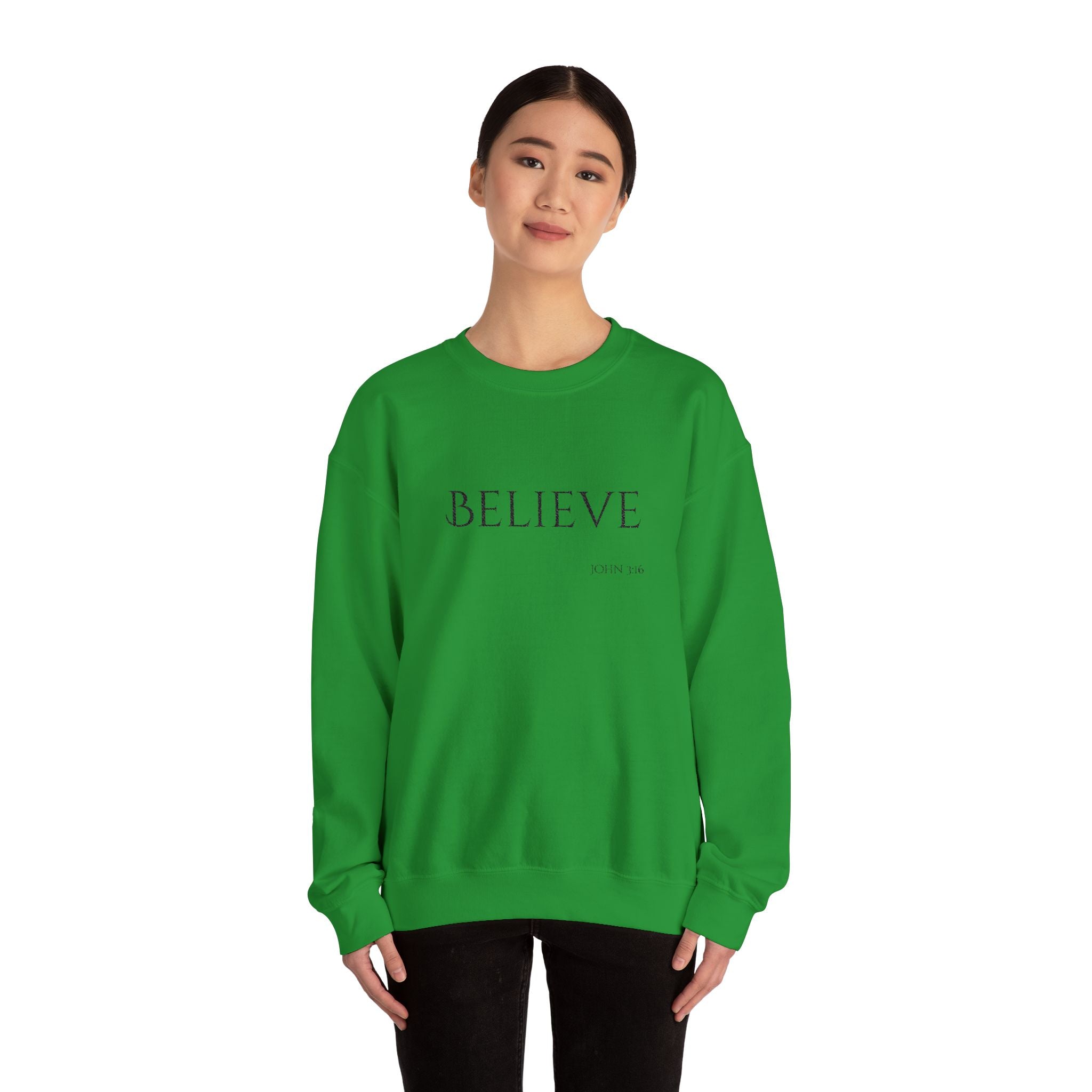 Embroidered Believe John 3:16 Unisex Heavy Blend Crewneck Sweatshirt