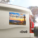 Faith Hope Love – Mountain Cross Christian Car Magnet