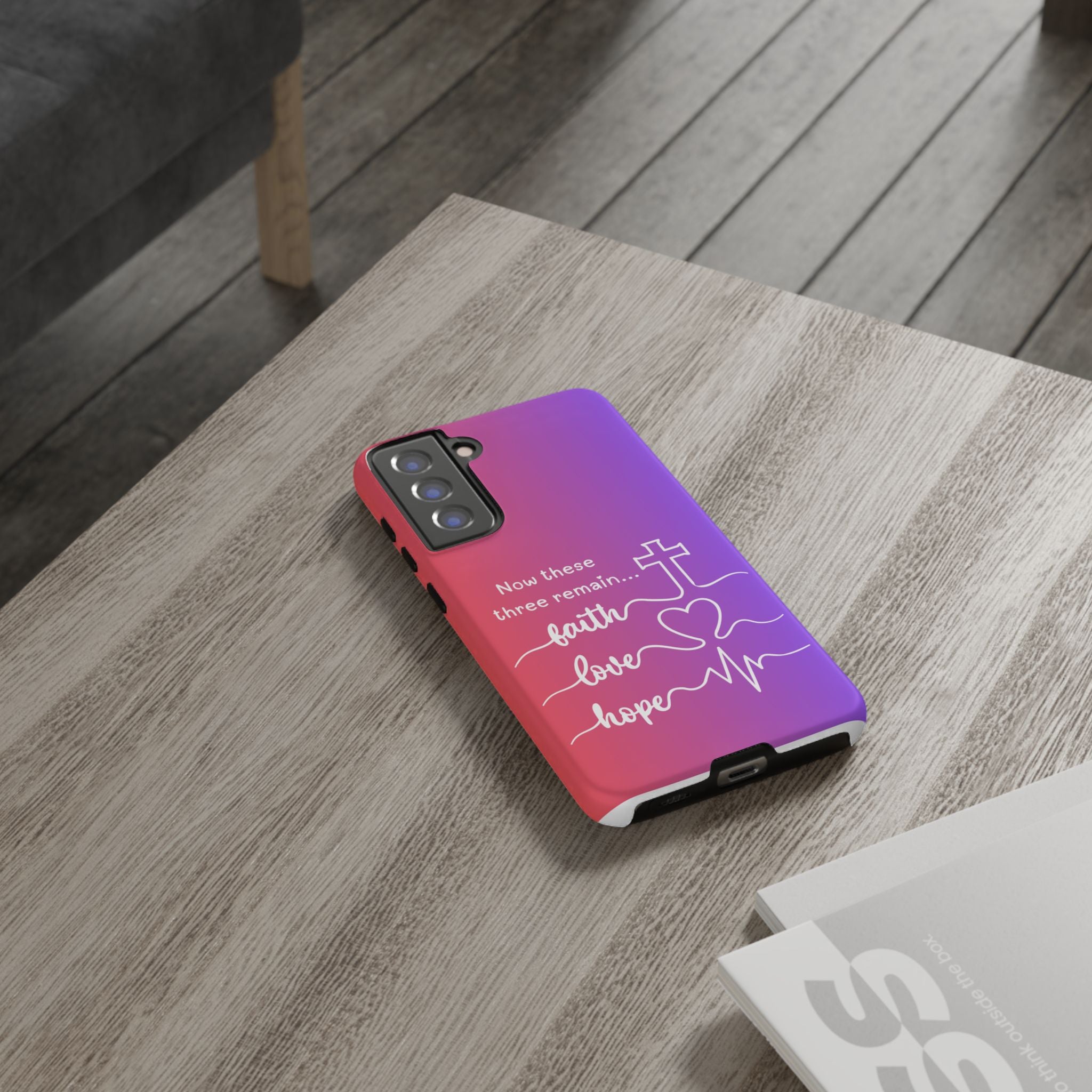 Samsung Faith, Love & Hope Gradient Phone Case — 'Now These Three Remain' Christian Protective Case