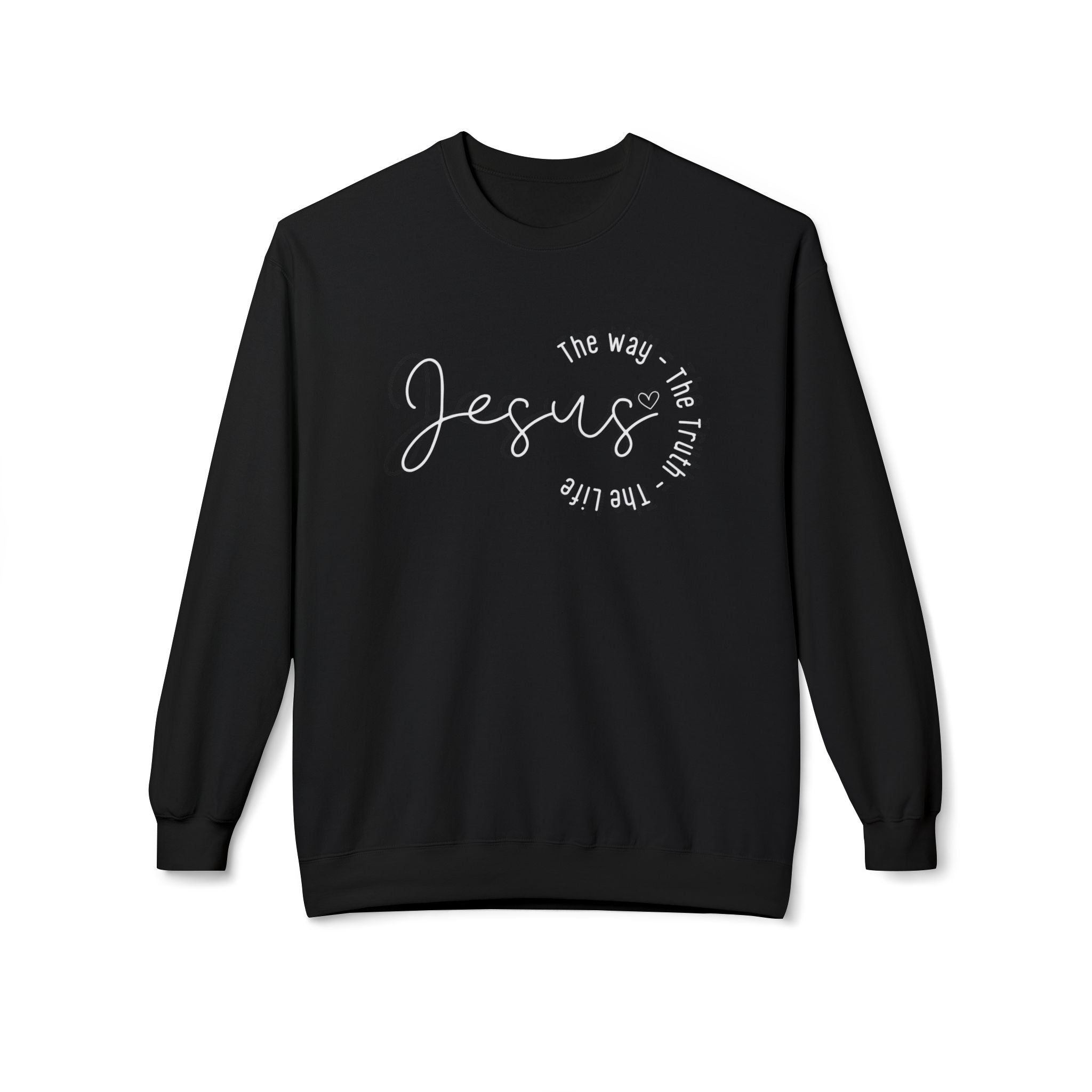 Jesus Circle Script Crewneck Sweatshirt — "Jesus: The Way, The Truth, The Life" Christian Pullover