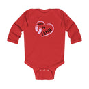 Infant Bodysuit - "Walk by Faith" Pink Heart & Footprints Long Sleeve Baby Onesie