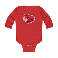 Infant Bodysuit - "Walk by Faith" Pink Heart & Footprints Long Sleeve Baby Onesie