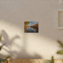He Leads Me Beside Still Waters Matte Canvas Wall Art — Psalm 23:2 Autumn River Religious Decor