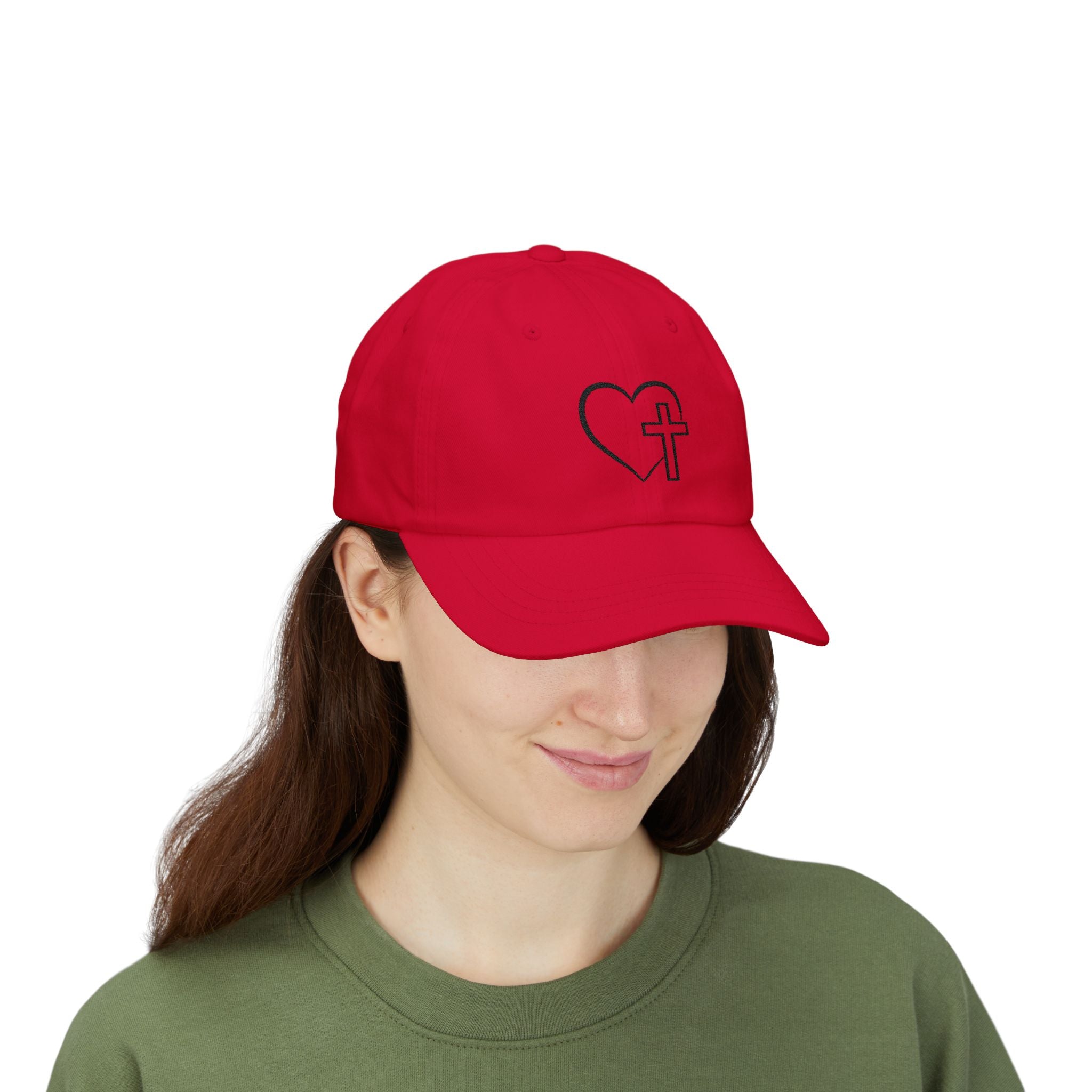 Christian Heart & Cross Hat — Embroidered Faith Baseball Hat