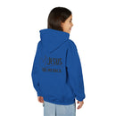 Youth Hoodie — "Jesus Has My Back" Christian Heart Cross Sweatshirt