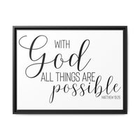 Matte Canvas Framed Print — "With God All Things Are Possible" Inspirational Wall Art