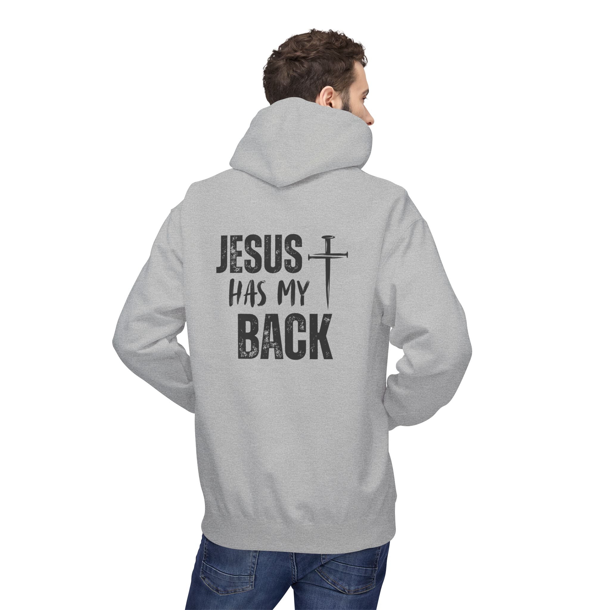 Jesus Has My Back Midweight Softstyle Fleece Hoodie