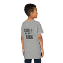 Back design - Youth Tee - "Jesus Has My Back" Cross Christian Graphic Shirt