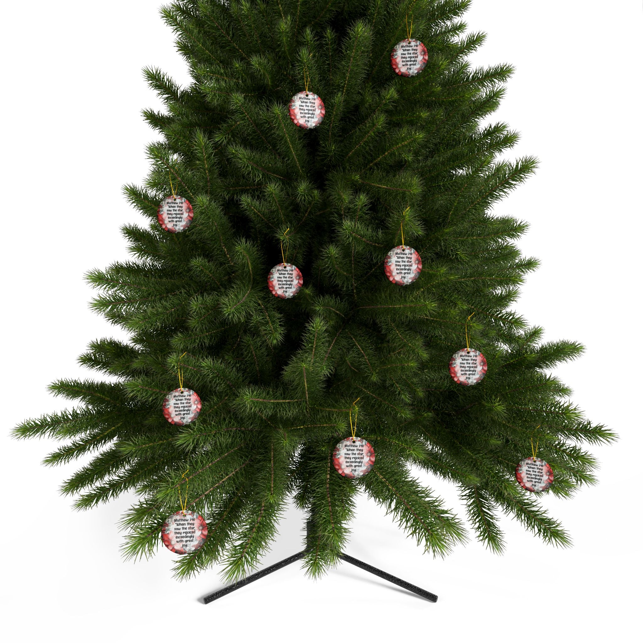 Ceramic Ornament — "When They Saw The Star They Rejoiced" Nativity Christmas Tree Decoration