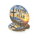 Faith Over Fear Christian Soapstone Car Coaster