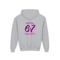 Youth Hoodie — 'Romans 6:7 I Am Set Free' Christian Faith Pullover