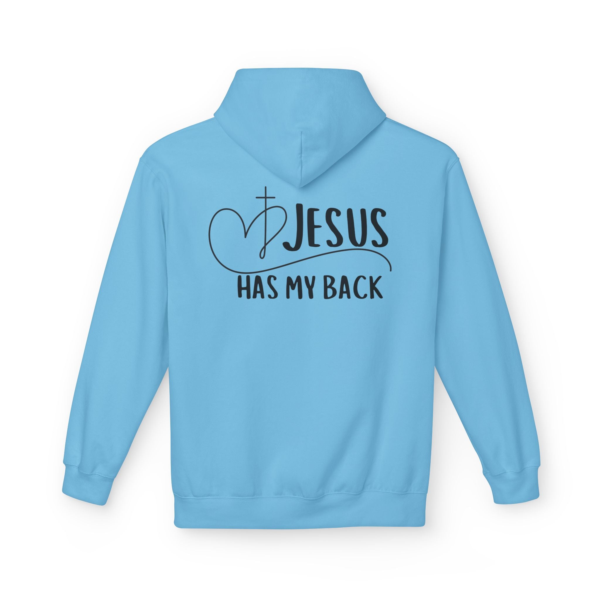 Jesus Has My Back Fleece Hoodie, Cozy Unisex Sweatshirt, Faith-Based Apparel, Perfect Gift for Christians