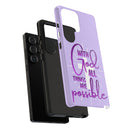 Samsung - "With God All Things Are Possible" Inspirational Purple Tough Case