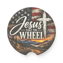 Jesus Take the Wheel – Patriotic Mountain Christian Car Coaster