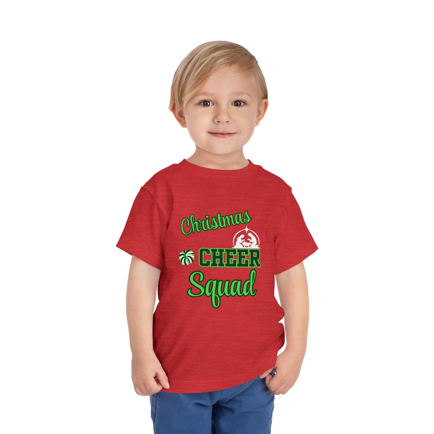 Christmas Cheer Squade Christian Christmas Shirt for Toddlers Short Sleeve Tee Christian Toddler Christmas Shirt