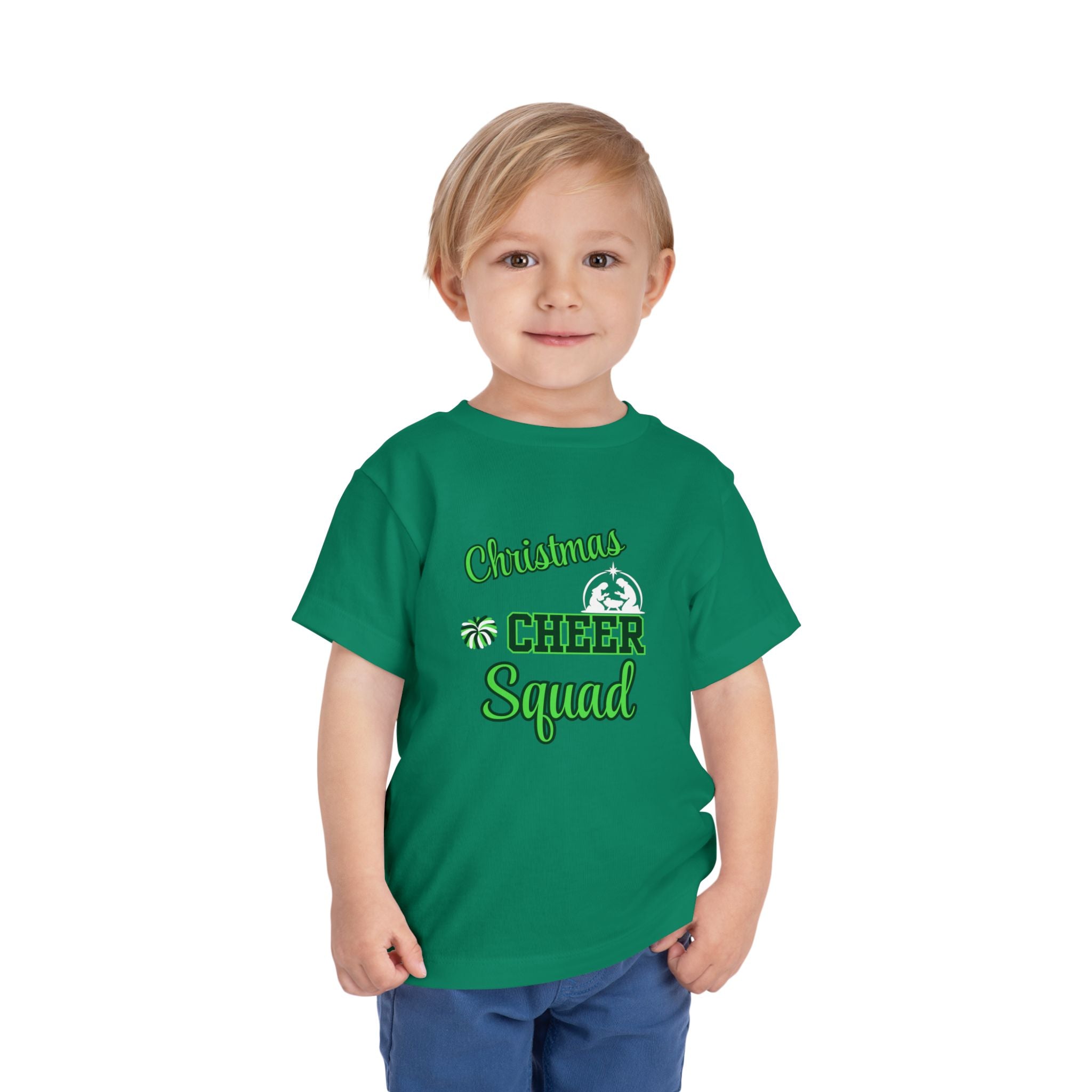 Christmas Cheer Squad Christian Christmas Shirt for Toddlers Short Sleeve Tee Christian Toddler Christmas Shirt