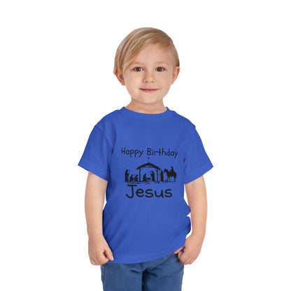 Happy Birthday Jesus Christian Christmas Shirt for Toddlers Short Sleeve Tee Christian Toddler Christmas Shirt
