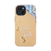 iPhone Inspirational Magnetic Phone Case, Unique Phone Accessories, Faith-Based Gifts, Coastal Vibes, Walk by Faith Design