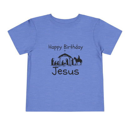 Happy Birthday Jesus Christian Christmas Shirt for Toddlers Short Sleeve Tee Christian Toddler Christmas Shirt