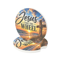 Jesus Take the Wheel – Beach Sunrise Christian Car Coaster