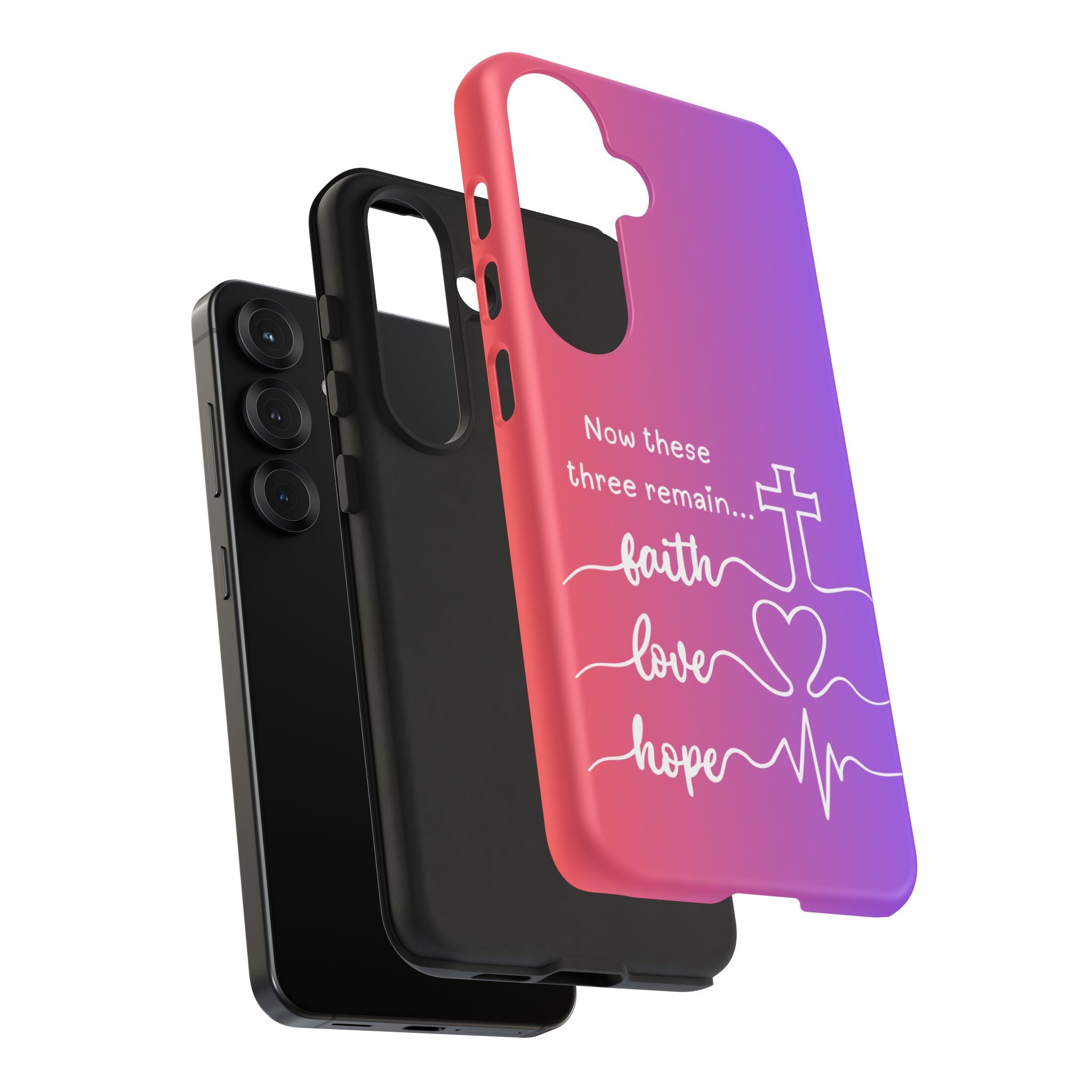 Samsung Faith, Love & Hope Gradient Phone Case — 'Now These Three Remain' Christian Protective Case