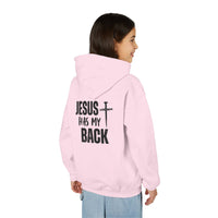 Youth Hoodie - "Jesus Has My Back" Cross Faith Graphic