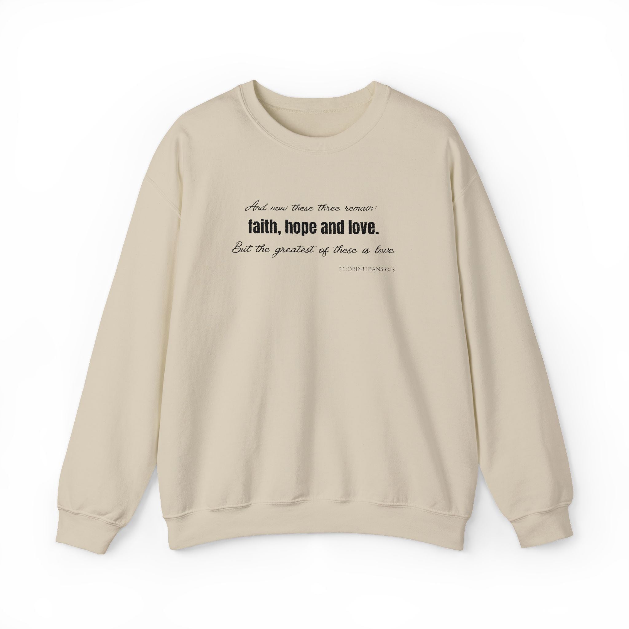 Embroidered Corinthians Faith, Hope Love Unisex Heavy Blend Crewneck Sweatshirt