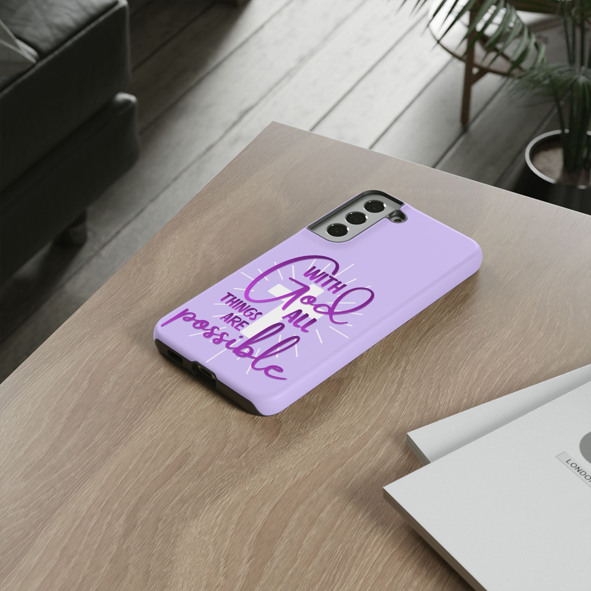 Samsung - "With God All Things Are Possible" Inspirational Purple Tough Case