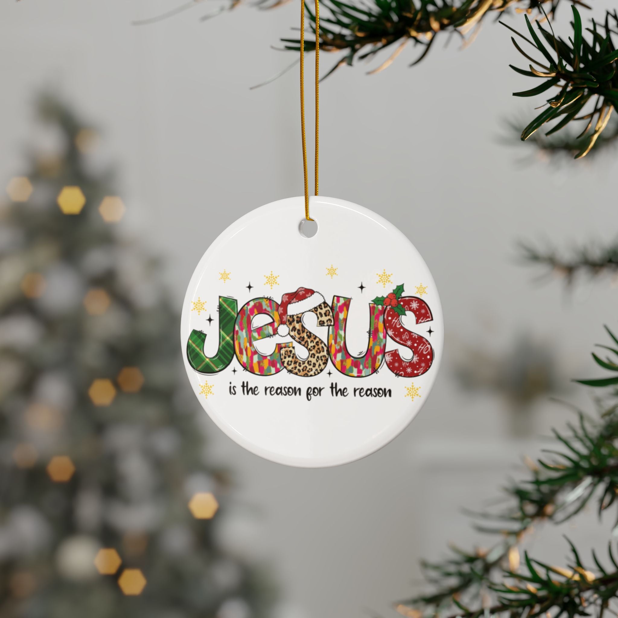 Ceramic Ornament — "Jesus Is The Reason For The Season" Nativity Christmas Tree Decoration