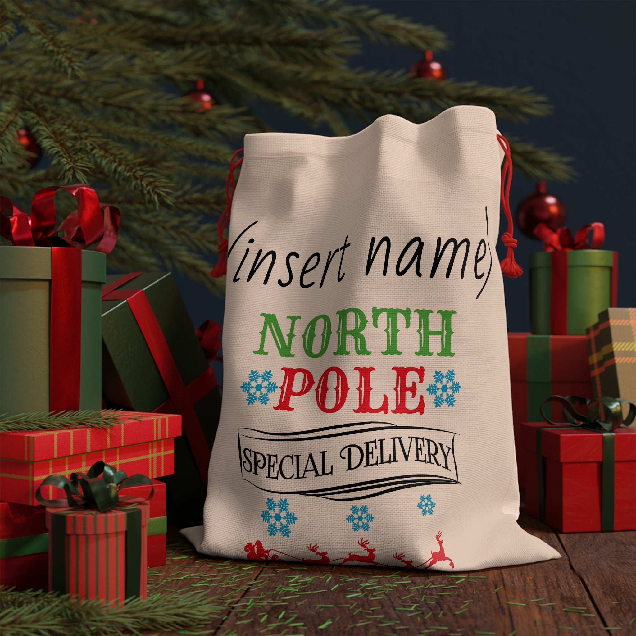 (Personalized) North Pole 'Special Delivery' Christmas Gift Bag