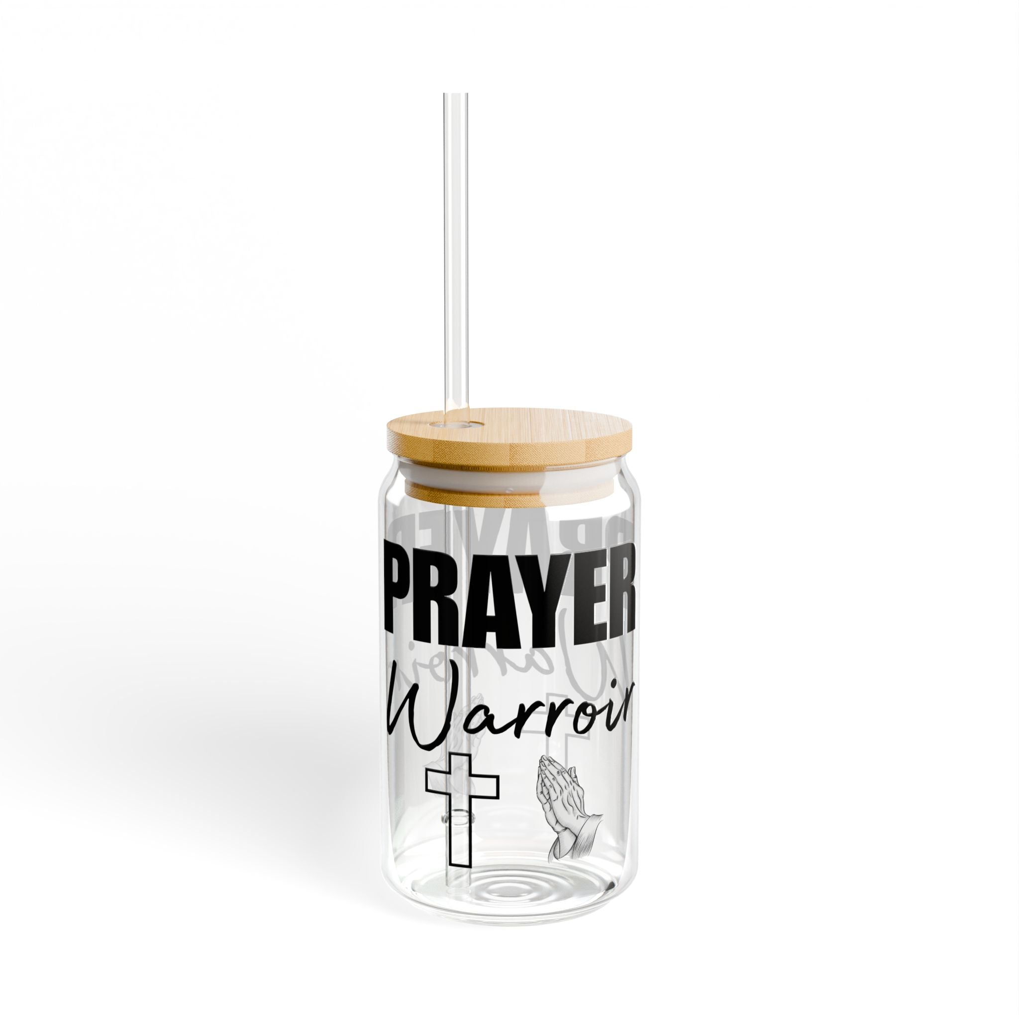 Prayer Warrior Sipper Glass, 16oz - Christian Gifts for Women Men - Faith Based Gifts