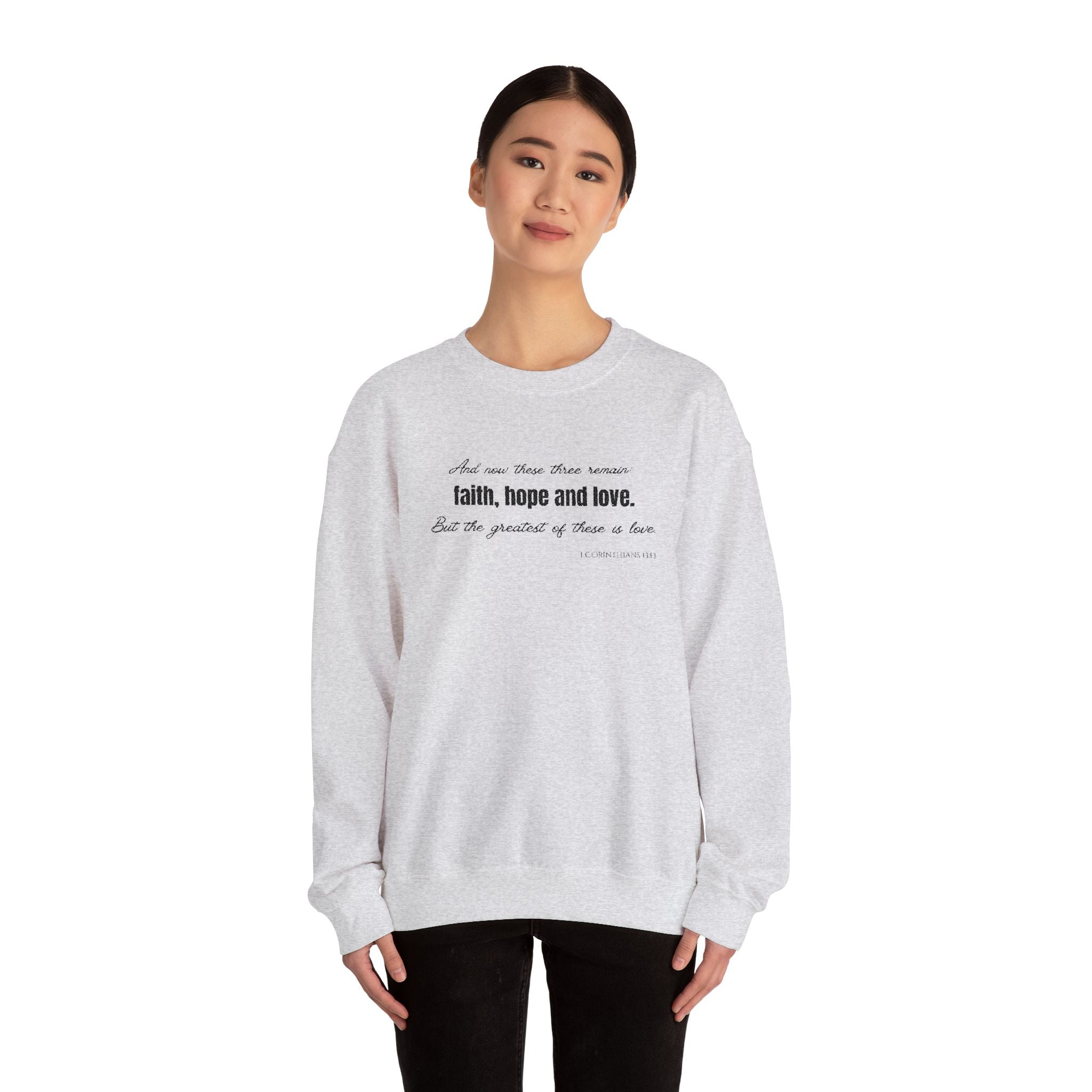Embroidered Corinthians Faith, Hope Love Unisex Heavy Blend Crewneck Sweatshirt