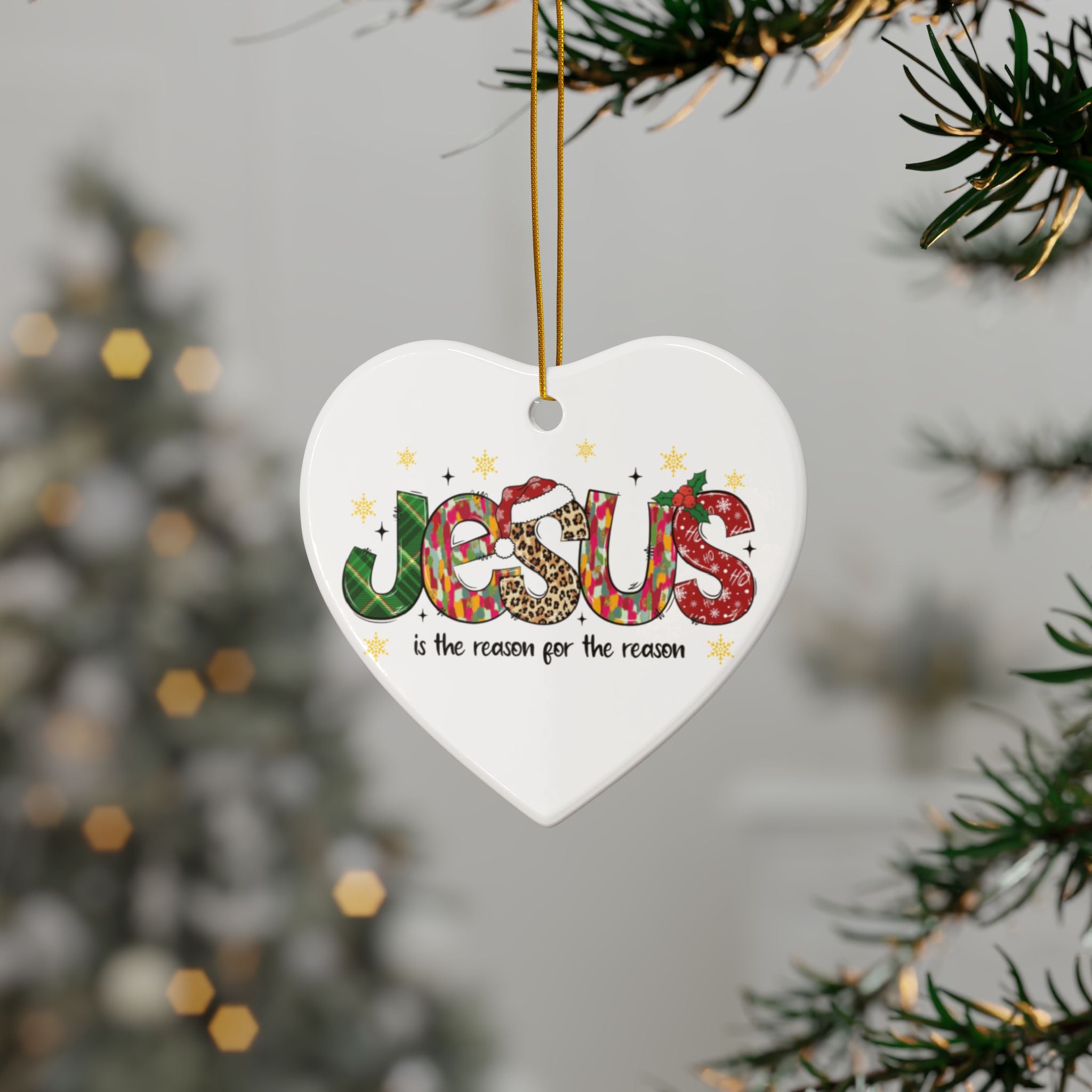 Ceramic Ornament — "Jesus Is The Reason For The Season" Nativity Christmas Tree Decoration