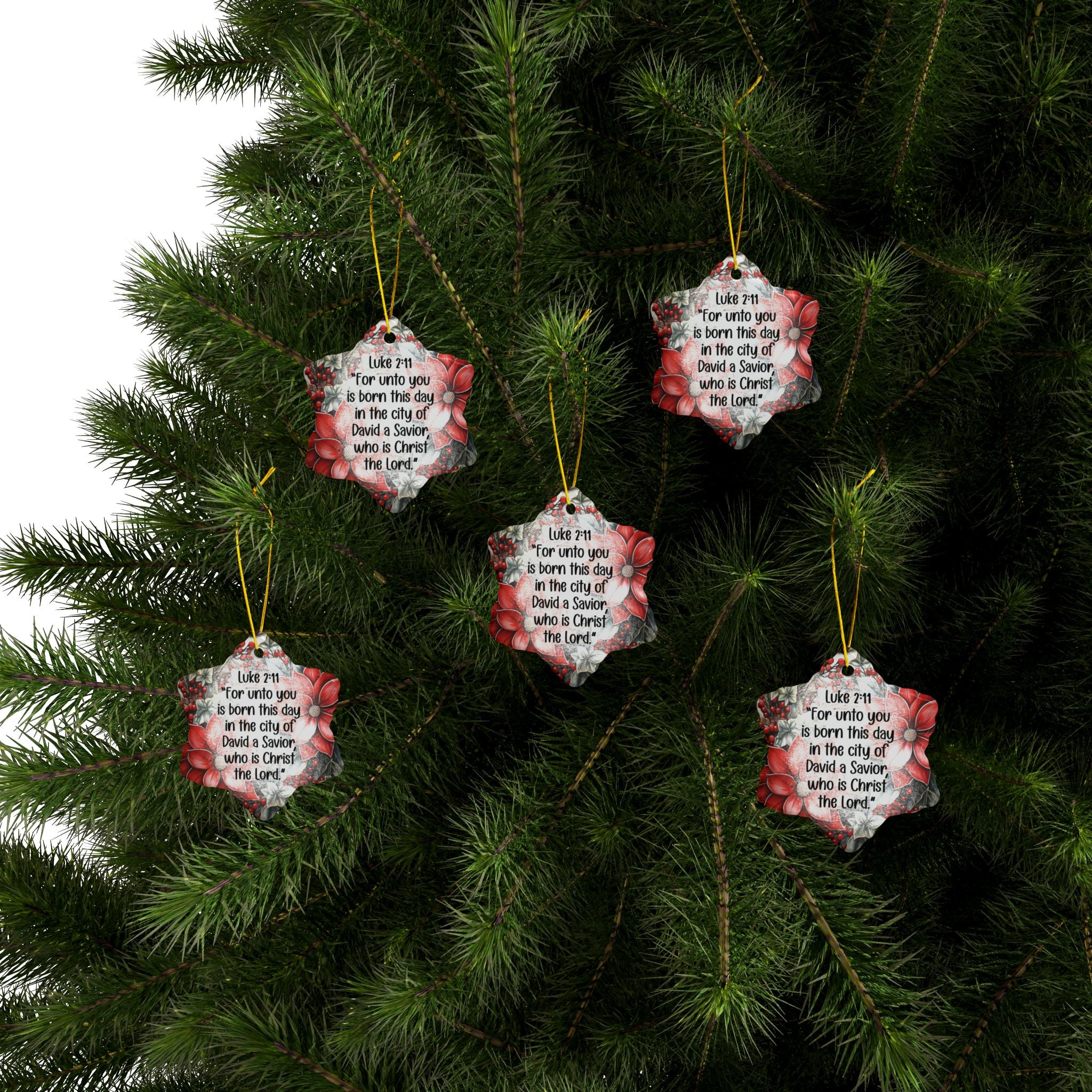 Ceramic Ornament — "When They Saw The Star They Rejoiced" Nativity Christmas Tree Decoration
