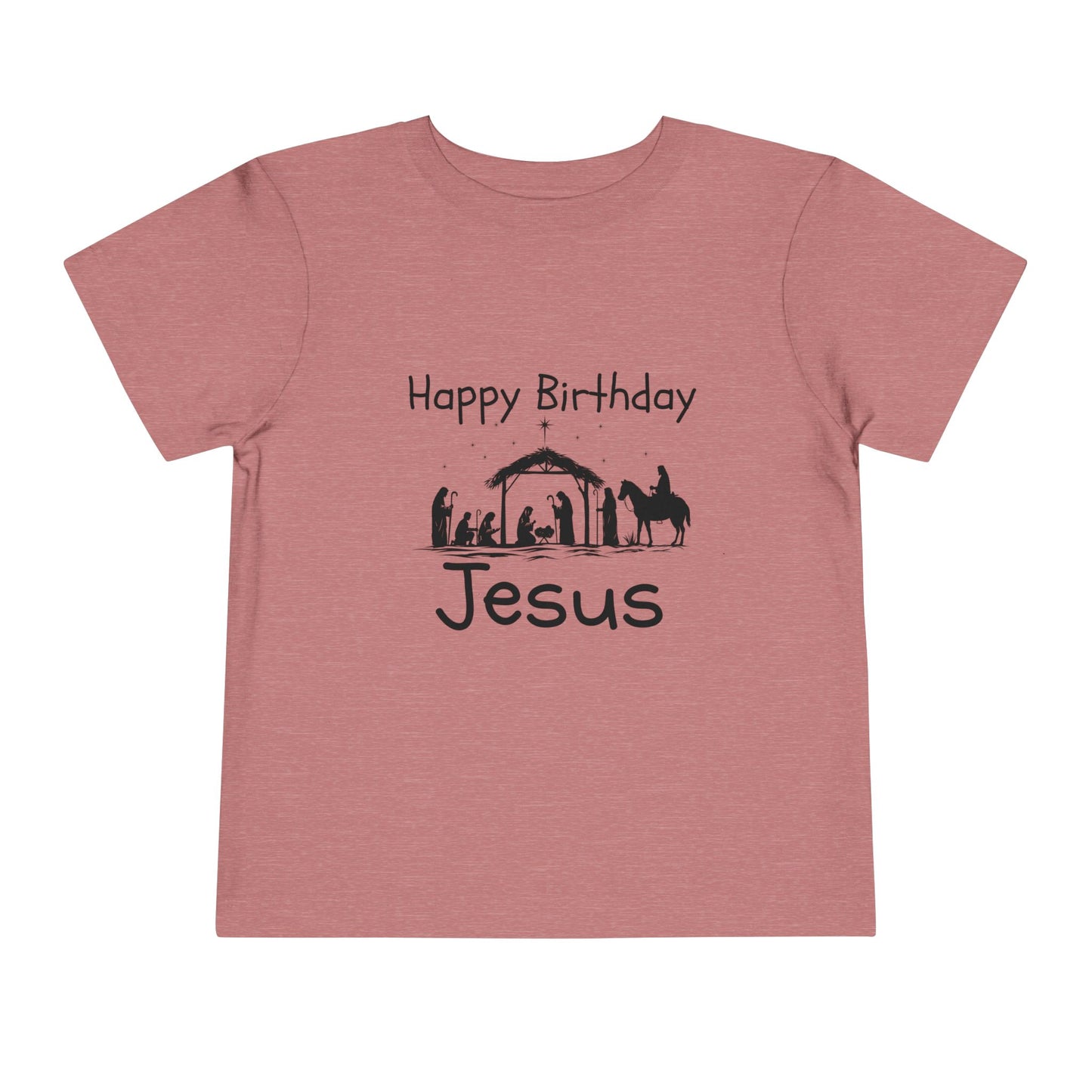 Happy Birthday Jesus Christian Christmas Shirt for Toddlers Short Sleeve Tee Christian Toddler Christmas Shirt