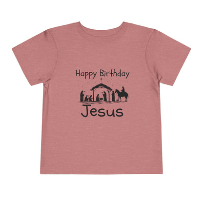 Happy Birthday Jesus Christian Christmas Shirt for Toddlers Short Sleeve Tee Christian Toddler Christmas Shirt
