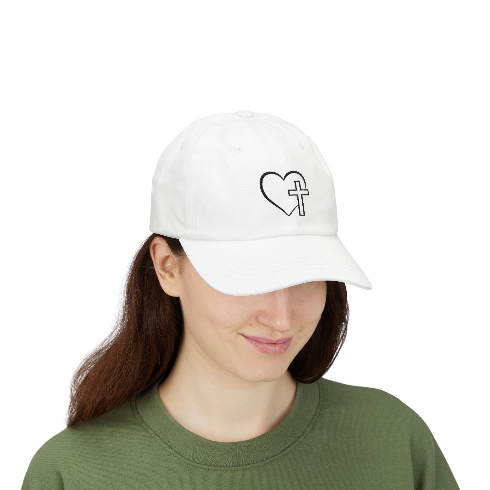 Christian Heart & Cross Hat — Embroidered Faith Baseball Hat