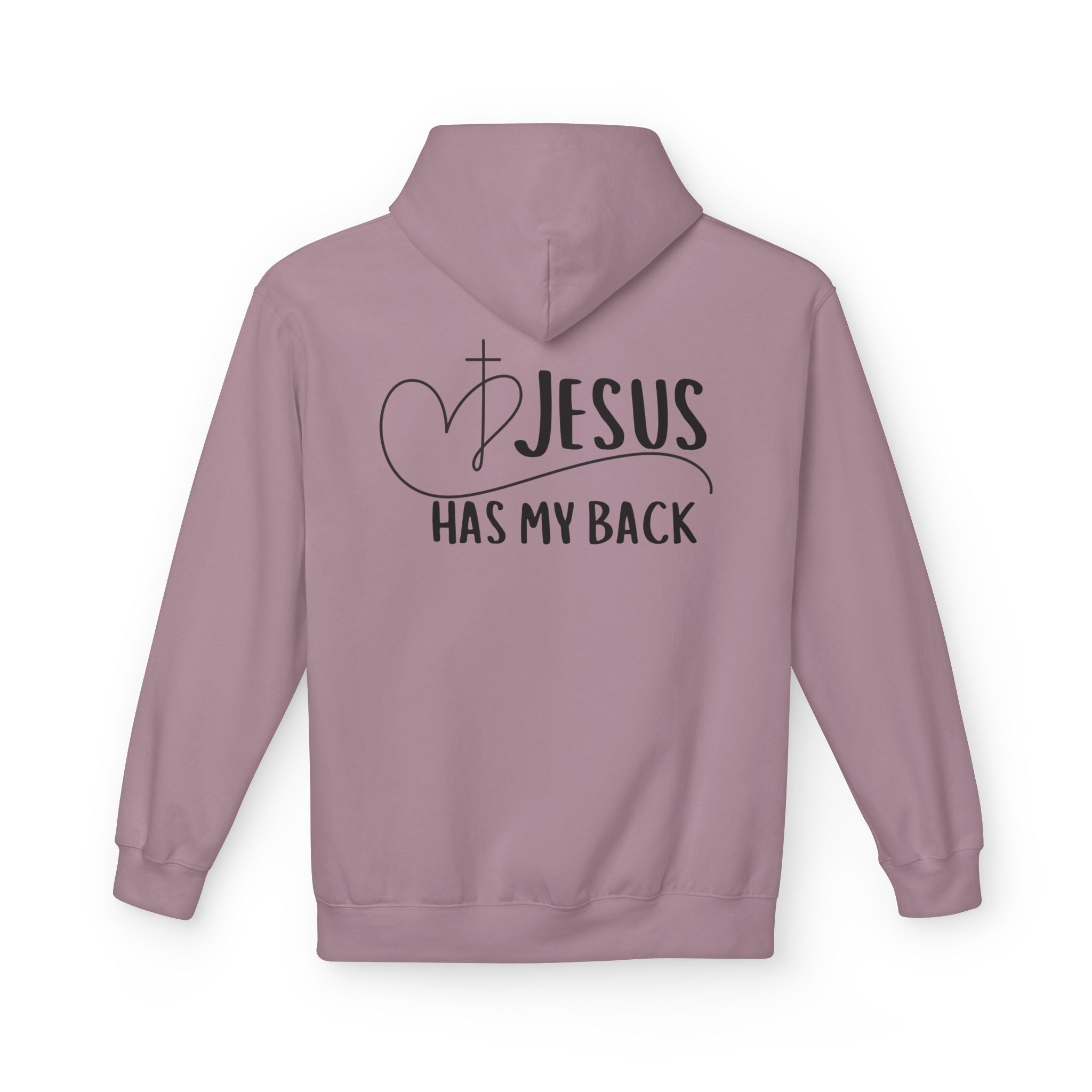 Jesus Has My Back Fleece Hoodie, Cozy Unisex Sweatshirt, Faith-Based Apparel, Perfect Gift for Christians