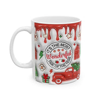 Holiday Hot Chocolate Mug – It's The Most Wonderful Time of the Year Christmas Ceramic Cup