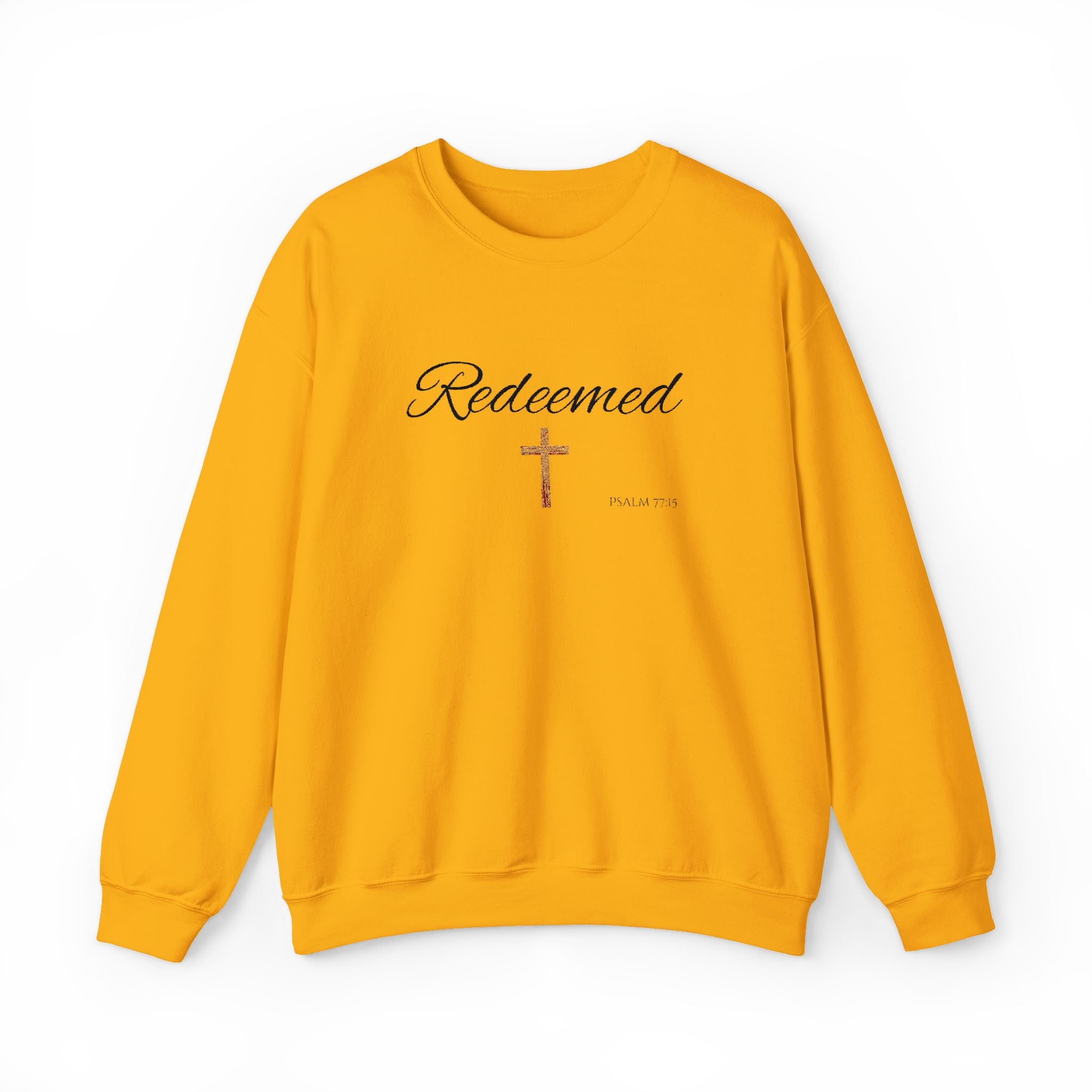 Embroidered Redeemed Psalm 77:15 Unisex Heavy Blend Crewneck Sweatshirt
